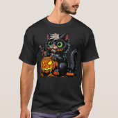 Halloween Pompoen Carving Cat T-shirt (Voorkant)