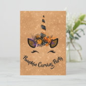 Halloween pompoen Carving Party Eenhoorn Kaart (Staand voorkant)