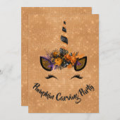 Halloween pompoen Carving Party Eenhoorn Kaart (Voorkant / Achterkant)