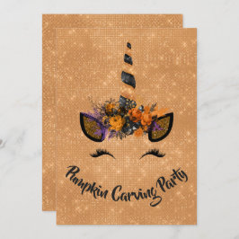 Halloween pompoen Carving Party Eenhoorn Kaart