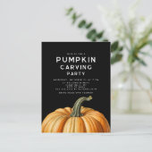 Halloween pompoen carving party feestdagenkaart (Staand voorkant)
