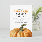 Halloween pompoen carving party kaart (Staand voorkant)