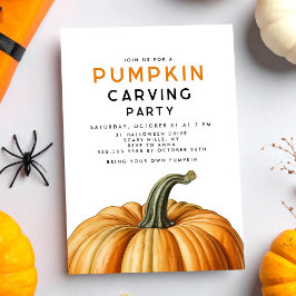 Halloween pompoen carving party kaart