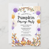 Halloween Pompoen Carving Party Sinaasappel en Paa Kaart (Voorkant)