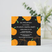 Halloween Pompoen Carving Party Sinaasappel en zwa Kaart (Staand voorkant)