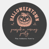 Halloween Pompoen Carving Party Sinaasappel Zwart Ronde Sticker (Voorkant)