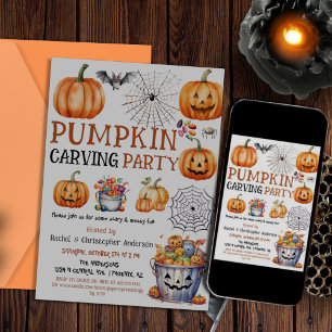 Halloween pompoen Carving Party voor kinderen en v Kaart