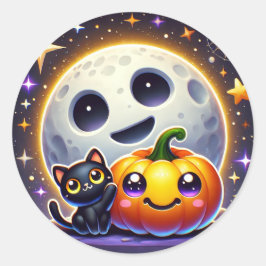 Halloween pompoen Cat Sticker – Schattigee Gift De