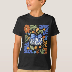 Halloween Pompoen Chinoiserie Blauw & Kamp; Witte T-shirt