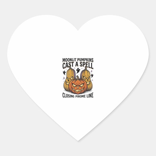 Halloween Pompoen Citaat Maanlicht Jack O Lantern  Hart Sticker (Voorkant)