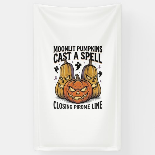 Halloween Pompoen Citaat Maanlicht Jack O Lantern Spandoek (Verticaal)