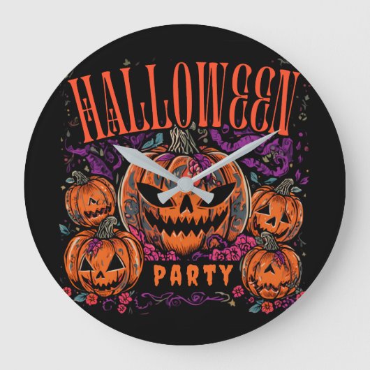 Halloween, Pompoen Coven Bloei, Gotisch Grote Klok (Voorkant)