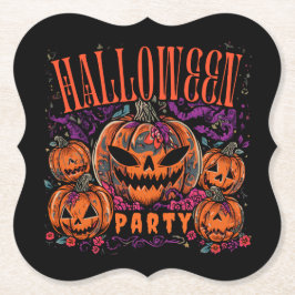 Halloween, Pompoen Coven Bloei, Gotisch Kartonnen Onderzetters