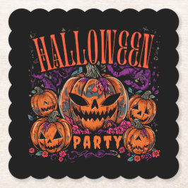 Halloween, Pompoen Coven Bloei, Gotisch Kartonnen Onderzetters