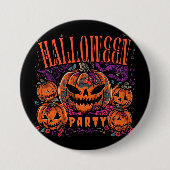 Halloween, Pompoen Coven Bloom, Gotisch Ronde Button 7,6 Cm (Voorkant)