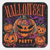 Halloween, Pompoen Coven Bloom, Gotisch Vierkante Sticker (Voorkant)