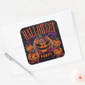 Halloween, Pompoen Coven Bloom, Gotisch Vierkante Sticker (Envelop)