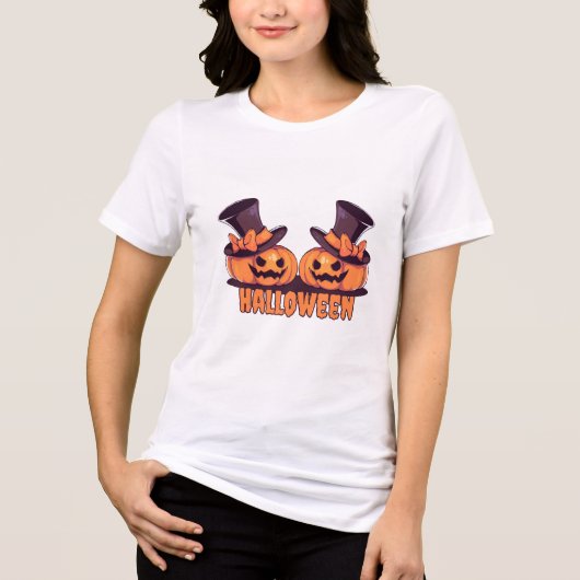 Halloween Pompoen Dames T-Shirt (Voorkant)