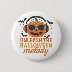 Halloween Pompoen DJ Laat Melodie Muziek los Ronde Button 5,7 Cm
