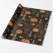 Halloween pompoen donker cadeaupapier (Uitgerold)