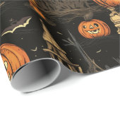 Halloween pompoen donker cadeaupapier (Rol Hoek)