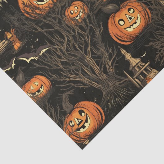 Halloween pompoen donker tissuepapier (Detail)