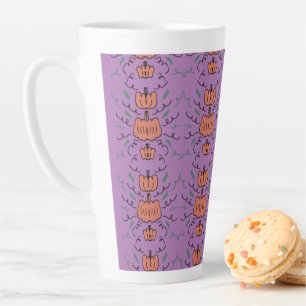 Halloween Pompoen Doodle Naadloos Patroon Latte Mok