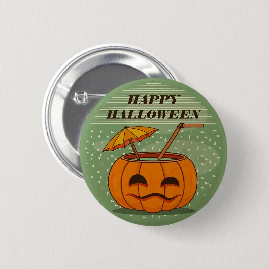 Halloween pompoen Drink  | PIN-Button Ronde Button 5,7 Cm (Voorkant /achterkant)