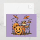Halloween pompoen drum set illustratie briefkaart (Voorkant / Achterkant)