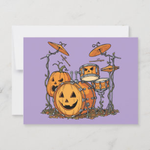 Halloween pompoen drum set illustratie briefkaart