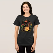 Halloween Pompoen Drummer Tri-Blend Shirt (Voorkant volledig)