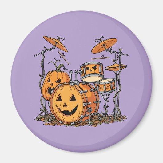 Halloween Pompoen Drumstel Magneet (Voorkant)