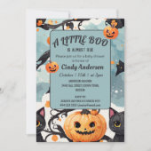 Halloween pompoen een beetje boo baby shower schat kaart (Voorkant)