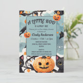 Halloween pompoen een beetje boo baby shower schat kaart (Staand voorkant)