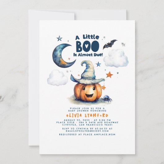 Halloween pompoen een klein boo boy Baby shower Kaart (Voorkant)