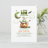 Halloween pompoen een klein boo boy Baby shower Kaart (Staand voorkant)