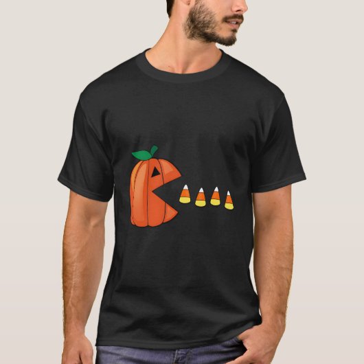 Halloween Pompoen Eet Candy Corn T-shirt (Voorkant)
