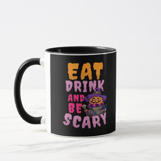 Halloween Pompoen Eet Drink Wees Schrikbarend Mok (Links)