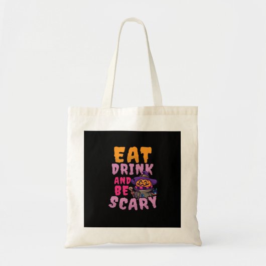 Halloween Pompoen Eet Drink Wees Schrikbarend Tote Bag (Voorkant)