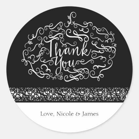 Halloween Pompoen Elegant DANK U Party Favor Ronde Sticker (Voorkant)