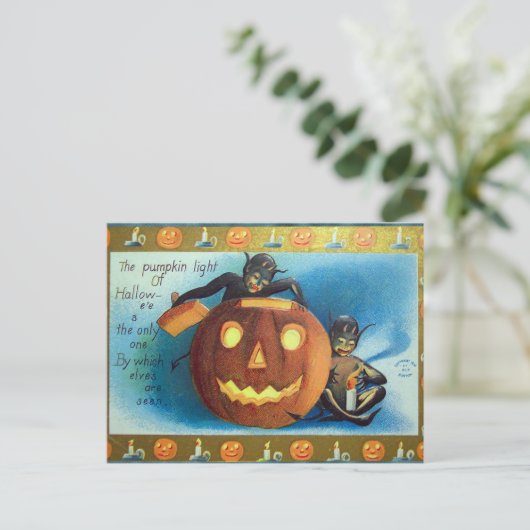 Halloween  pompoen elven Vakantie briefkaart (Staand voorkant)