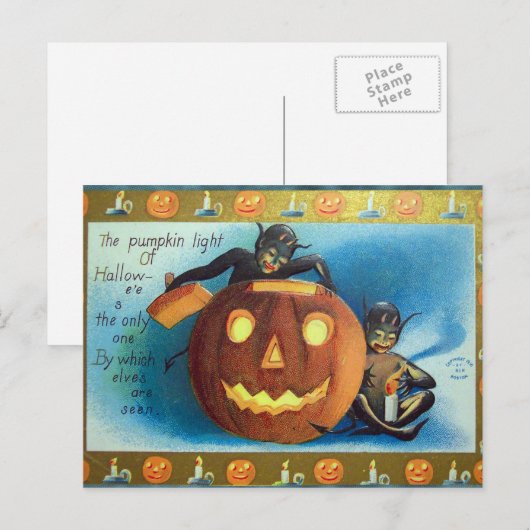 Halloween  pompoen elven Vakantie briefkaart (Voorkant / Achterkant)