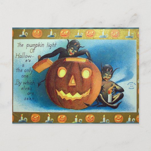 Halloween pompoen elven Vakantie briefkaart (Voorkant)