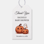 Halloween Pompoen en Boe | Baby Shower Bedankt Cadeaulabel (Voorkant)