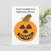 Halloween Pompoen en Geest Feest Uitnodiging (Staand voorkant)