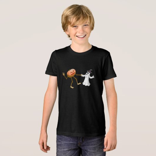 Halloween Pompoen en Geest Tri-Blend Shirt (Voorkant volledig)