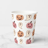 Halloween Pompoen en Ghost Paper Cups Papieren Bekers (Achterkant)