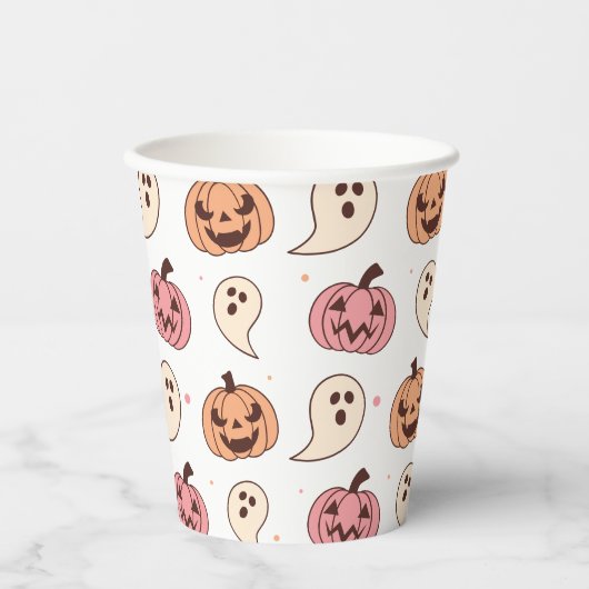 Halloween Pompoen en Ghost Paper Cups Papieren Bekers (Voorkant)