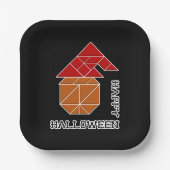 Halloween pompoen en heks Pet Papieren Bordje (Voorkant)