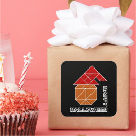 Halloween pompoen en heks Pet Vierkante Sticker